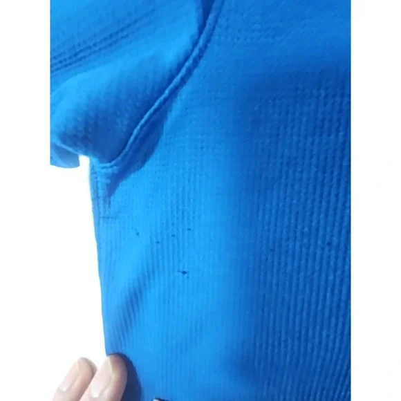 Y2K Nike Dri Fit Golf Polo Shirt Waffle Knit Blue/White Mens Large - Picture 7 of 14